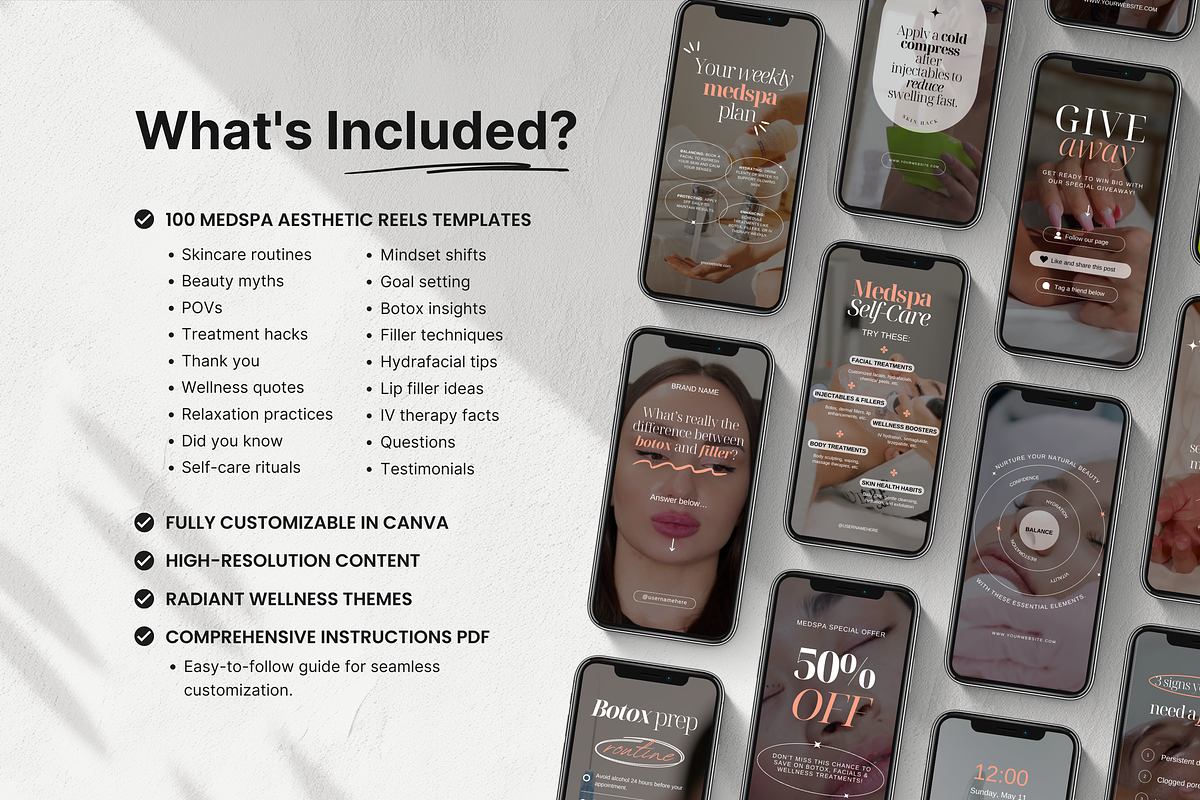 100 Medspa Instagram Reels Templates preview 2