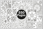 550+ Flowers Adult Coloring Book, an Illustration by shopcosm (Thumbnail 1 of 2)