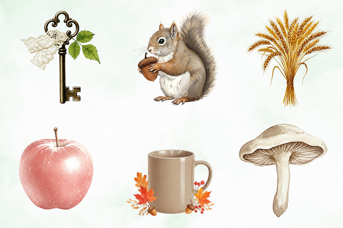 Neutral Rustic Coquette Fall Clipart, an Illustration by Creative Art (Photo 7 of 9)