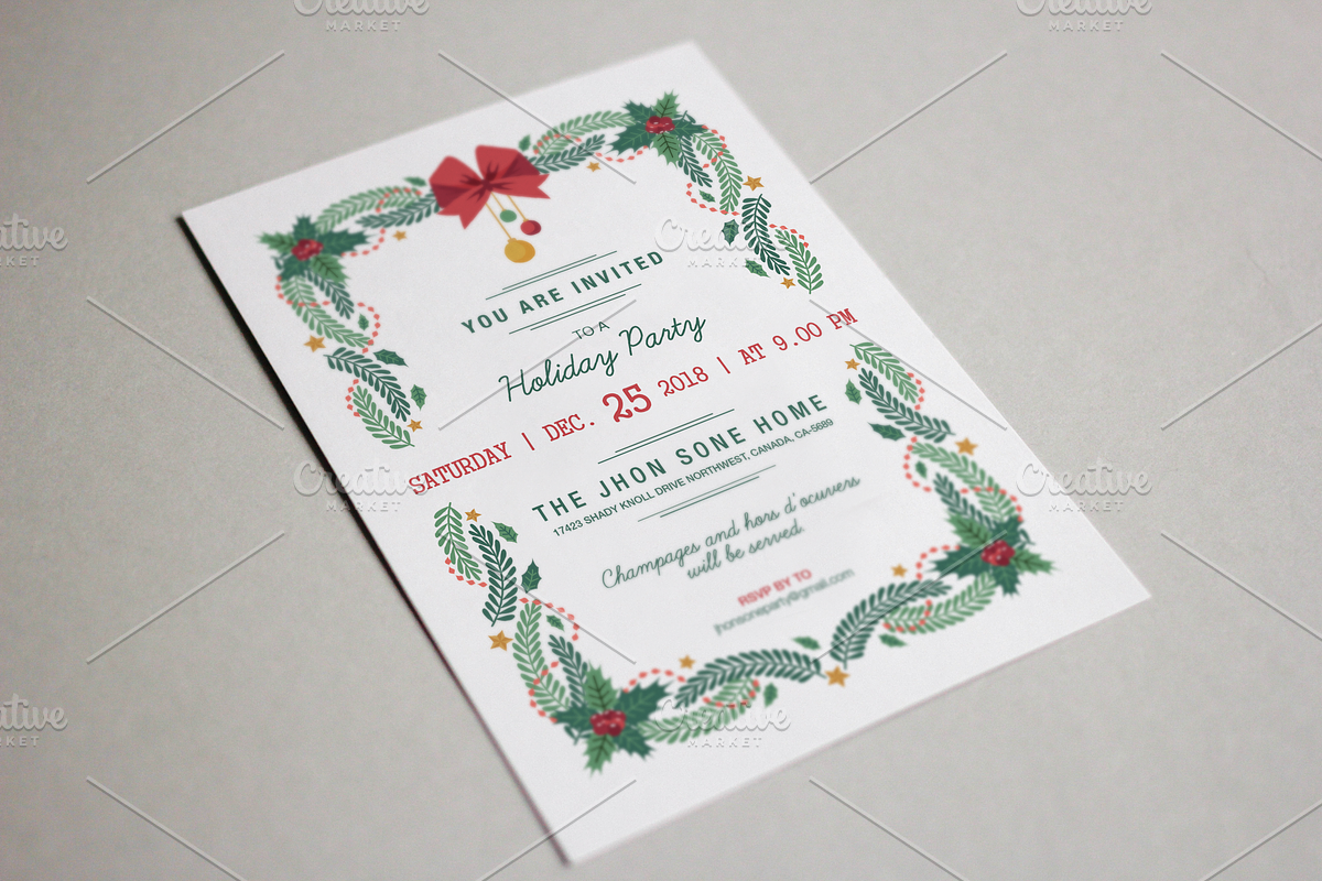 Christmas Invitation, Holiday Party, a Card Template by TemplatesForest (Photo 1 of 4)