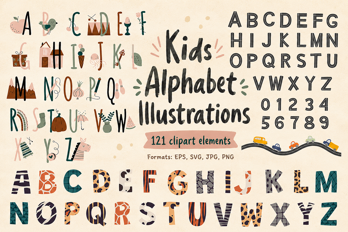 Kids Alphabet Illustrations, an Education Illustration by Anna Studio (Photo 1 of 10)