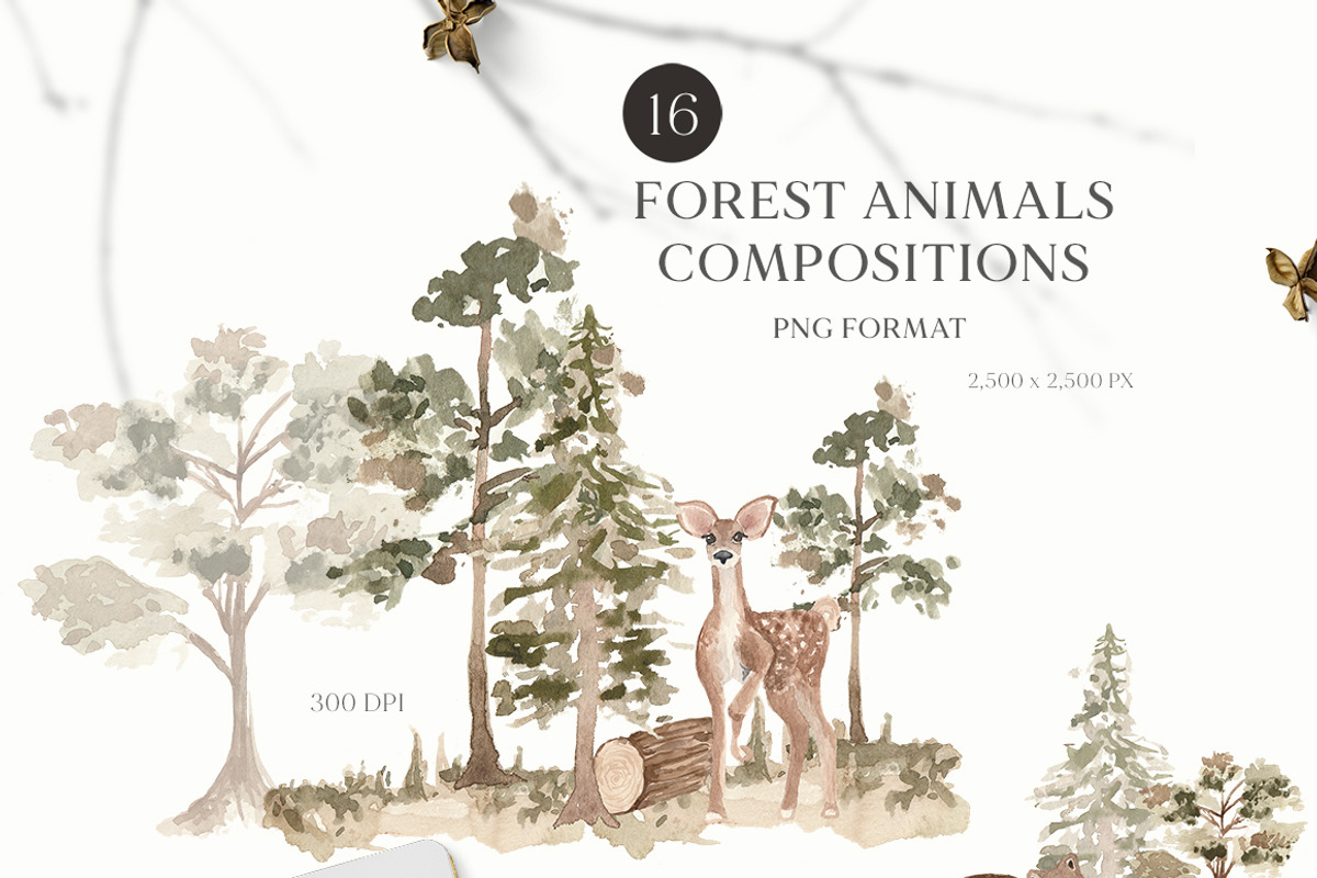 Watercolor Forest Woodland animals, an Animal Illustration by Grace Noboa Illustrations (Photo 2 of 10)