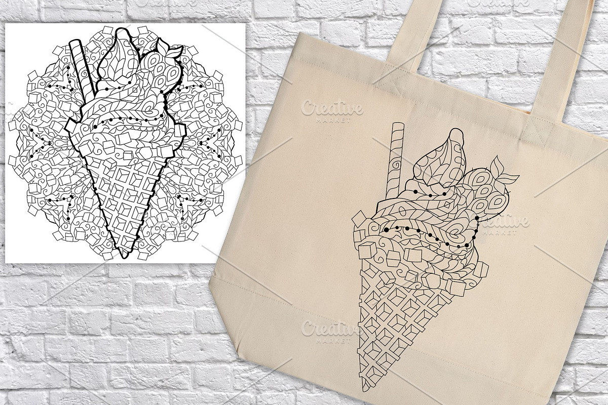 Ice cream for coloring pages, a Decorative Illustration by Watercolor fantasy (Photo 6 of 6)
