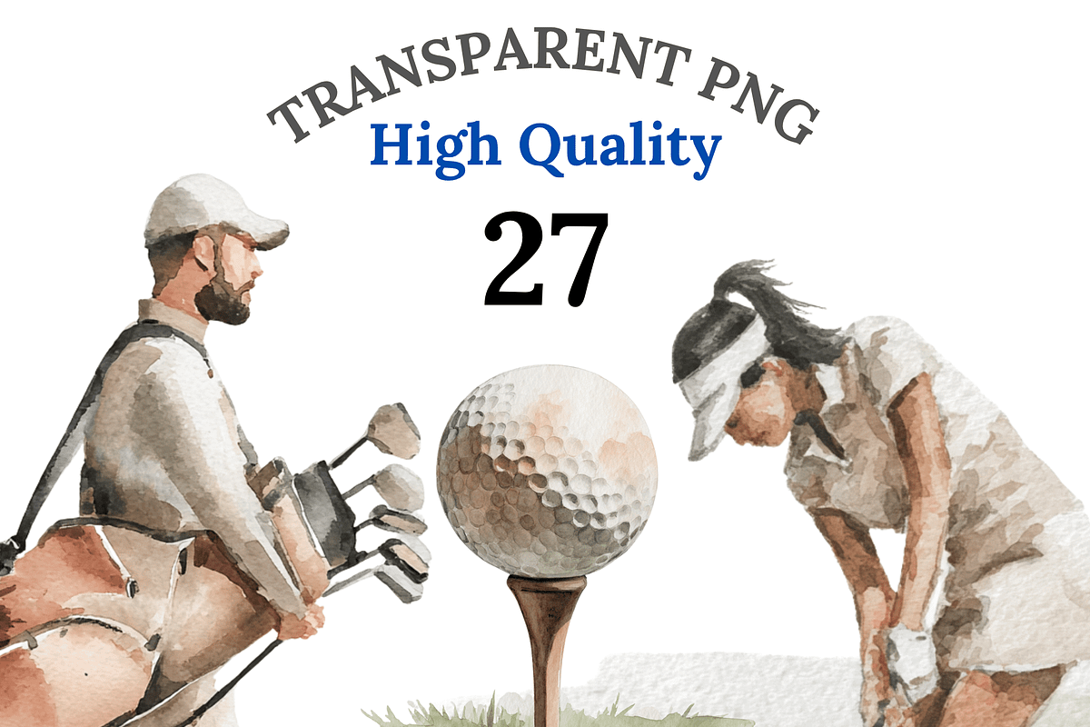 27 Watercolor Golf Clipart, a Decorative Illustration by Pati Charm Studio (Photo 1 of 8)