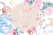 Watercolor NEW Honey Baby Girl, an Animal Illustration by S_ARTLOVE (Thumbnail 1 of 8)