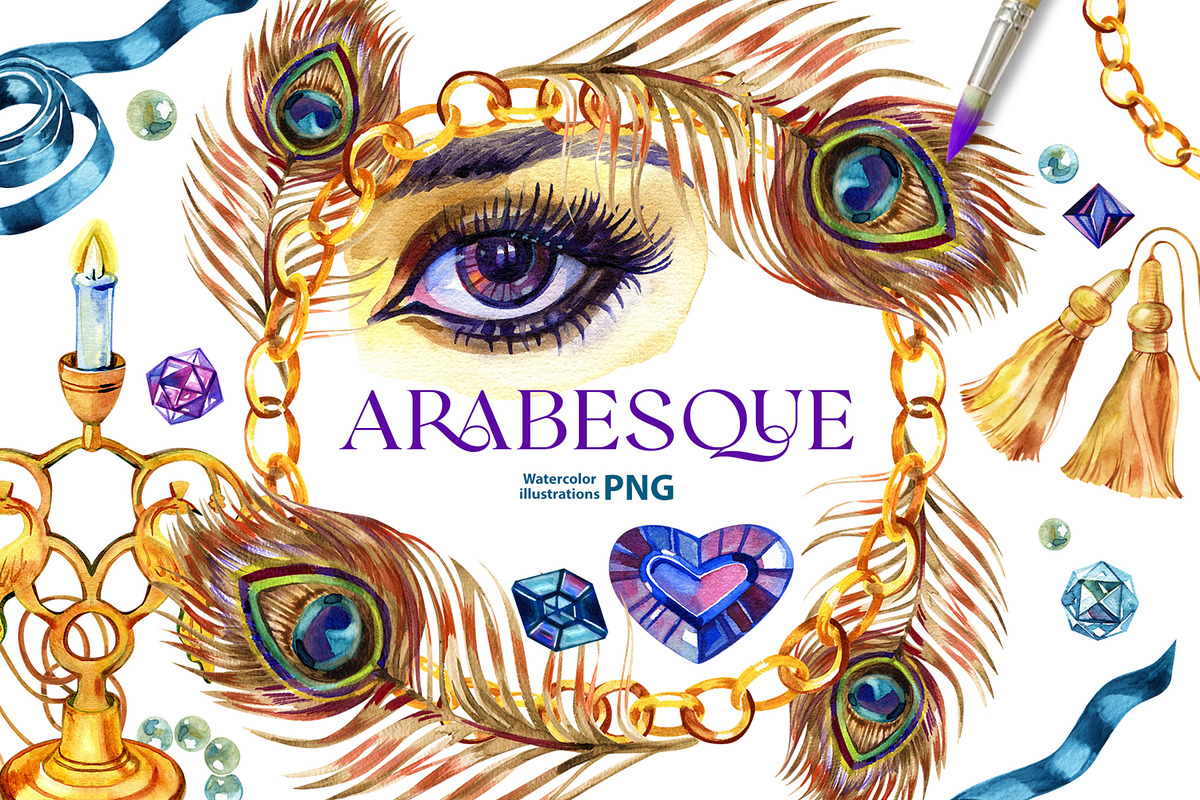 Arabian night - watercolor png, a Decorative Illustration by NataliMiasStore