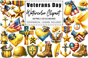 Yellow Veterans Day Clipart, a Graphic by CitraGraphics