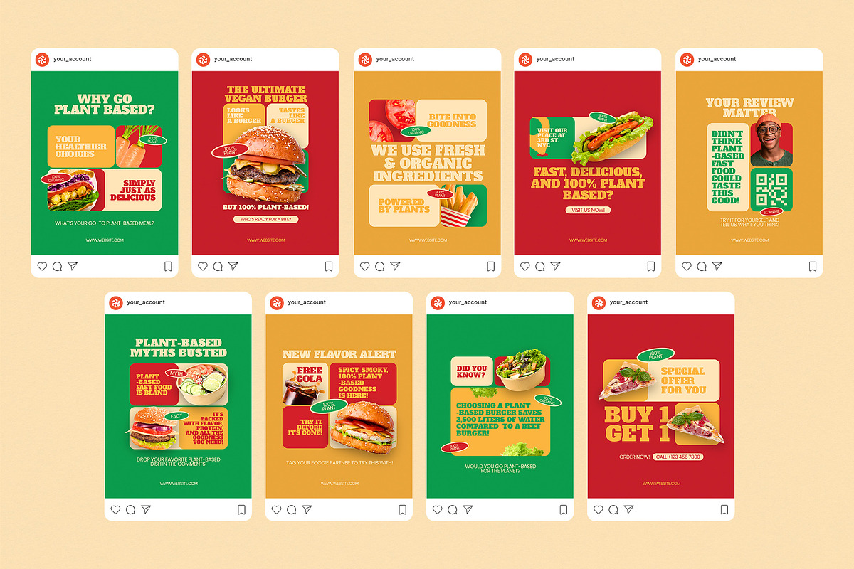 Plant Based Food Instagram Templates, a Social Media Template by Supanium Studio (Photo 4 of 5)