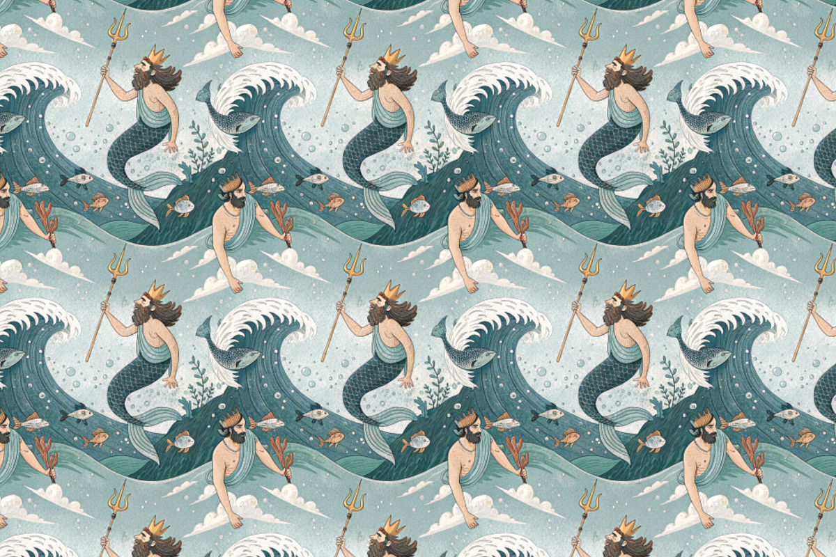 Seamless Pattern Set Marine Fantasy, a Pattern Graphic by Designs by Helen Trupak (Photo 5 of 8)