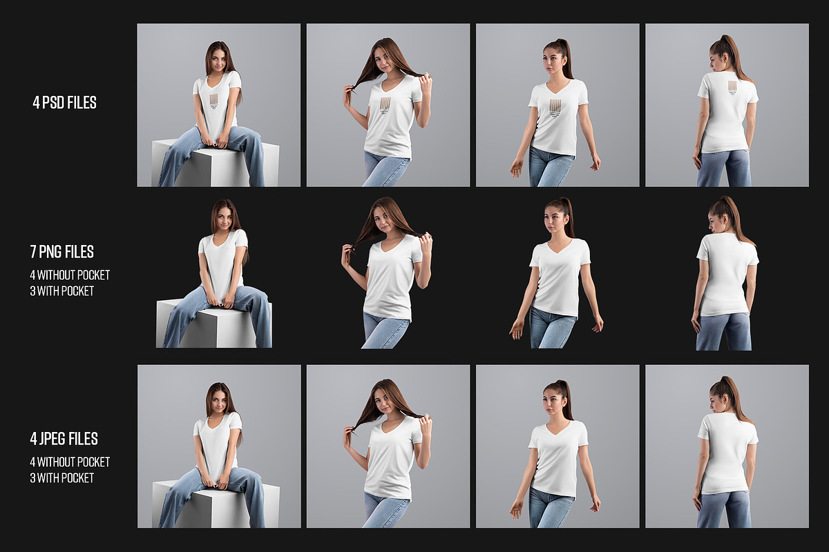 4 Mockup Woman V-Neck T-Shirt, a Shirt Mockup by Grow Design Craft Studio (Photo 9 of 9)