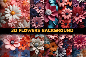 3d Flowers Digital Paper Background