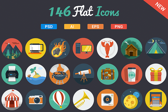 146 Flat Icons