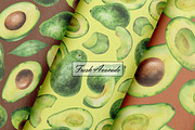 Watercolor Avocado Seamless Patterns, a Food Illustration by OlDm_Shop (Thumbnail 6 of 10)
