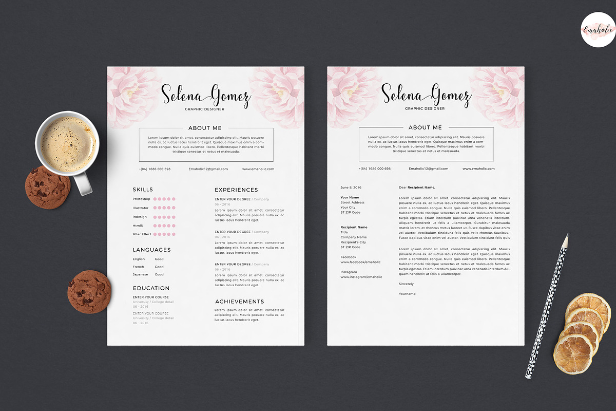 Elegant Floral Resume Template, a Resume Template by Emaholic Template (Photo 3 of 5)