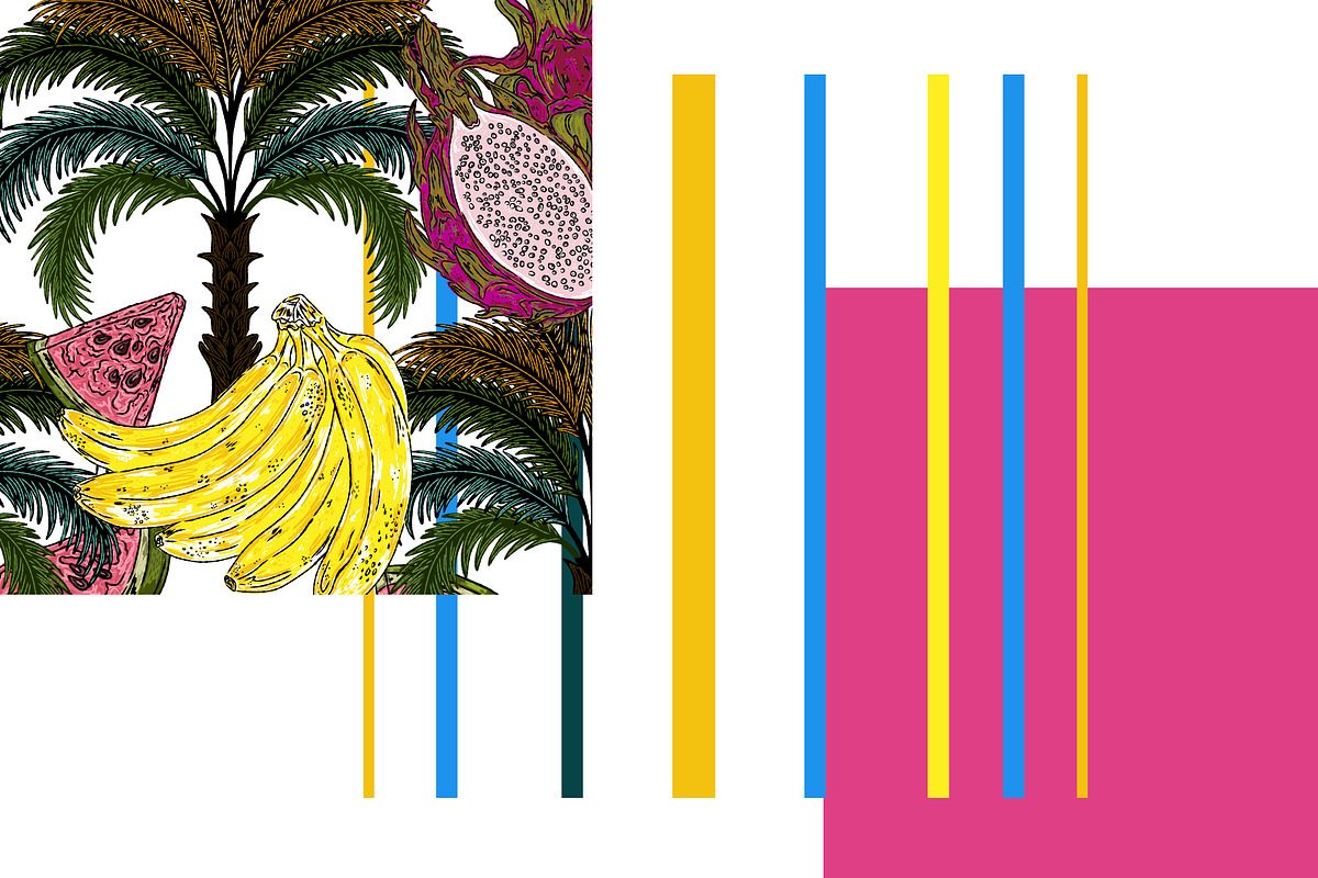 Banana Watermelon Dragon Fruit, a Pattern Graphic by NayaChu (Photo 9 of 9)
