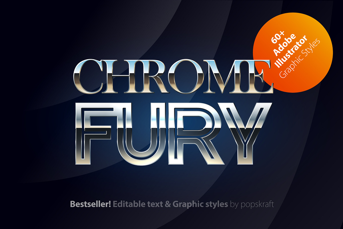 AI graphic styles Chrome-Silver, a Layer Style Add-On by popskraft (Photo 1 of 5)