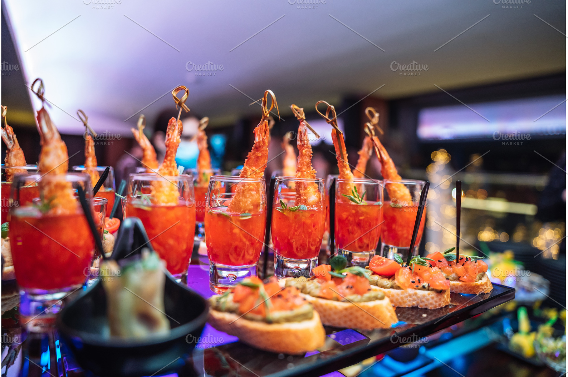 Shrimp tempura appetizers and salmon, a Food & Drink Photo by Red Hot Chili Pepper Shop