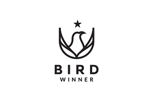 Bird Winner With Star Logo Design