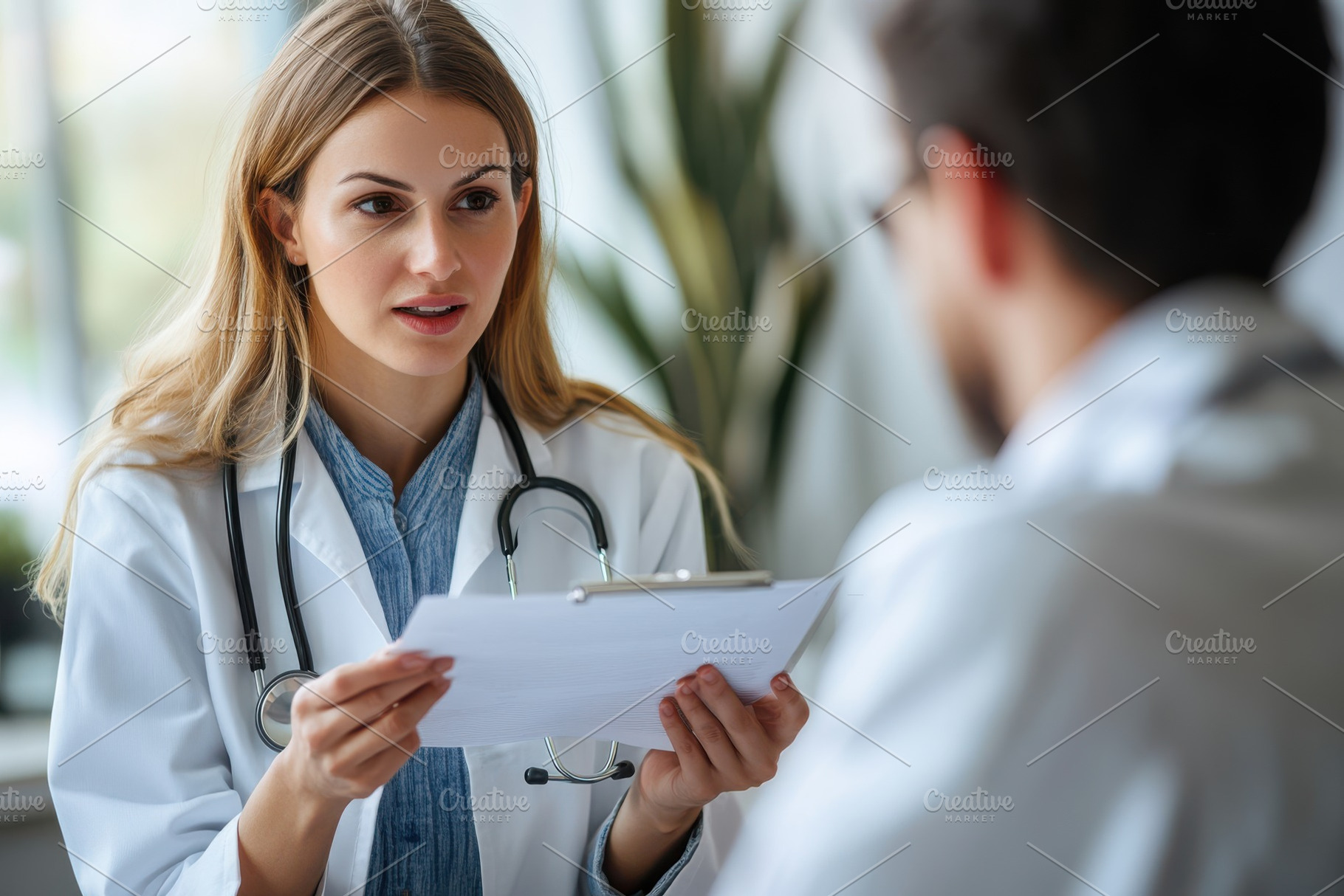 Female Doctor Discussing Patient Rec, a Health & Medical Photo by Pixeness Studio