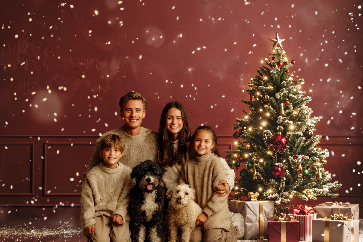Falling Snow Christmas Tree Backdrop, a Background Photo by Winwin Design Art (Photo 1 of 2)
