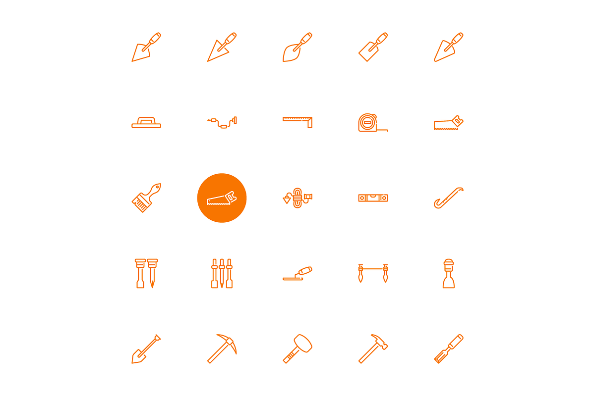 Masonry Tools Icon Set, an Outline Icon by Berkah Studio (Photo 3 of 3)