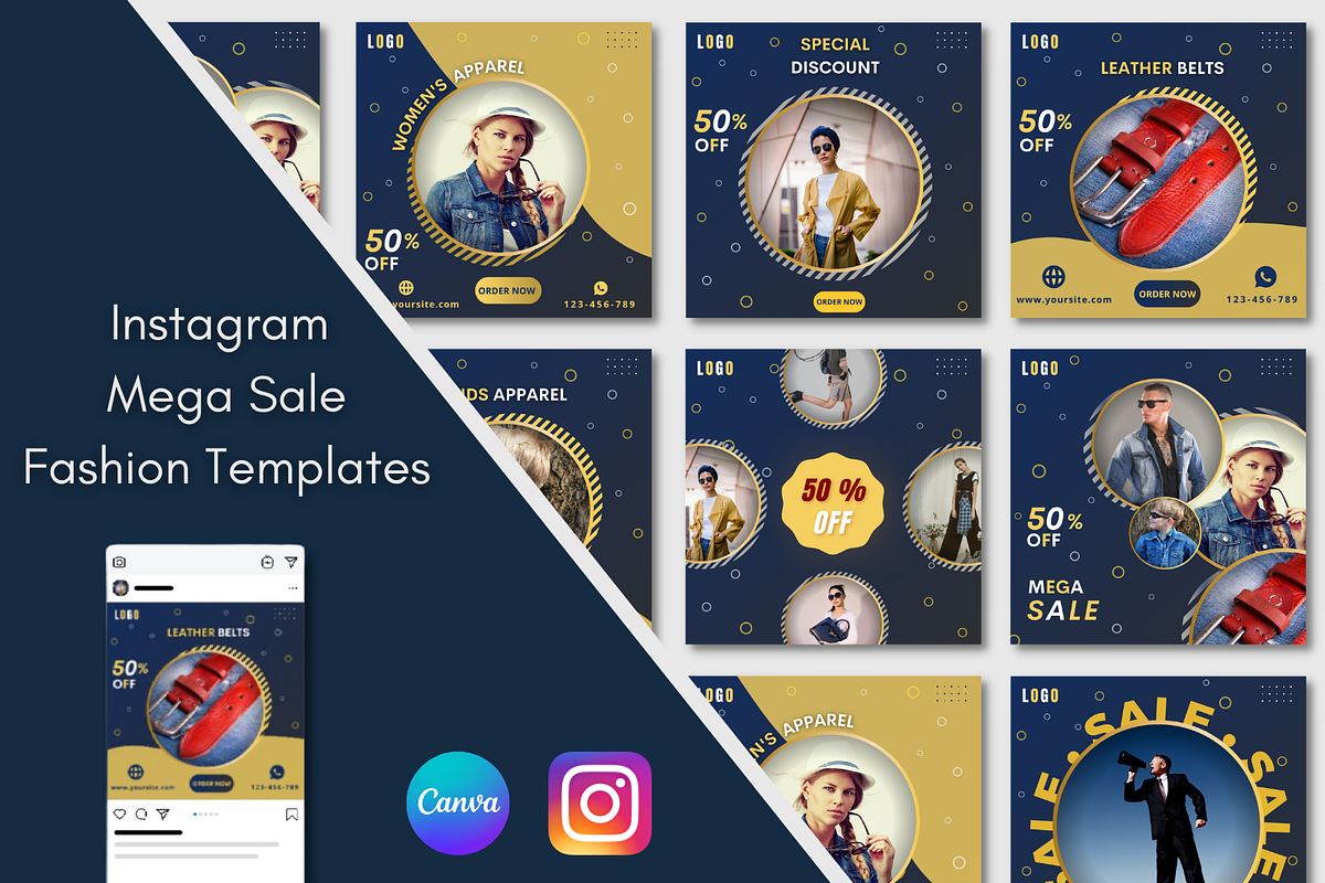 Instagram Fashion Mega Sale Template, a Social Media Template by Qamso Designs (Photo 1 of 3)