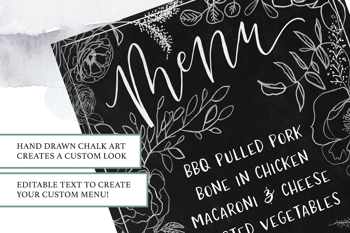 Floral Chalkboard Menu, an Invitation Template by jennyhighsmith (Photo 2 of 3)