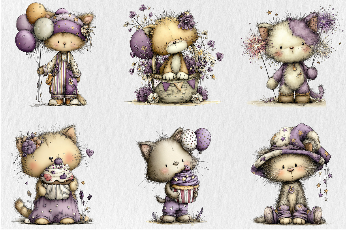 Whimsical 4th of July Cats Clipart, a Seasonal Illustration by Rose Art (Photo 3 of 5)