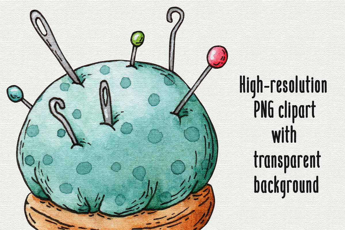 Sewing supplies watercolor clipart, an Object Graphic by Trinibis (Photo 4 of 5)