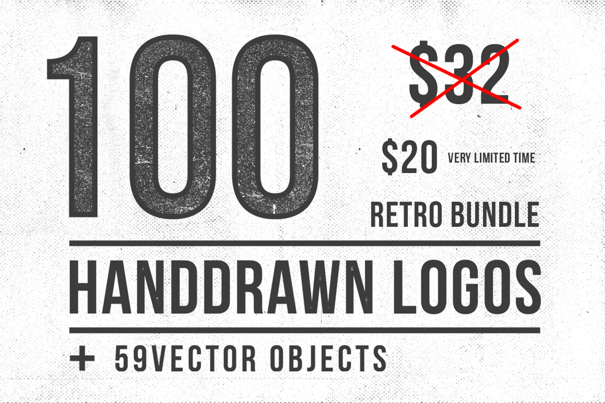100 Hand Drawn Logos, a Branding & Logo Template by TSV Creative (Photo 1 of 3)