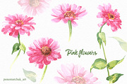 Pink flowers watercolor, a Decorative Illustration by Colibri Watercolor (Thumbnail 3 of 9)