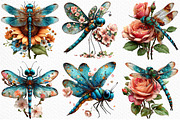 Whimsical Spring Dragonfly Clipart, an Illustration by Craft Nest (Thumbnail 5 of 10)