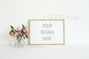Landscape Floral Frame Mock Up Photo, a Print Template by YOYO Photo (Thumbnail 1 of 2)