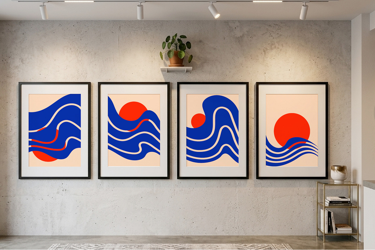Wave and Sun. Abstract Designs, an Object Graphic by Lettering_Logo (Photo 3 of 8)