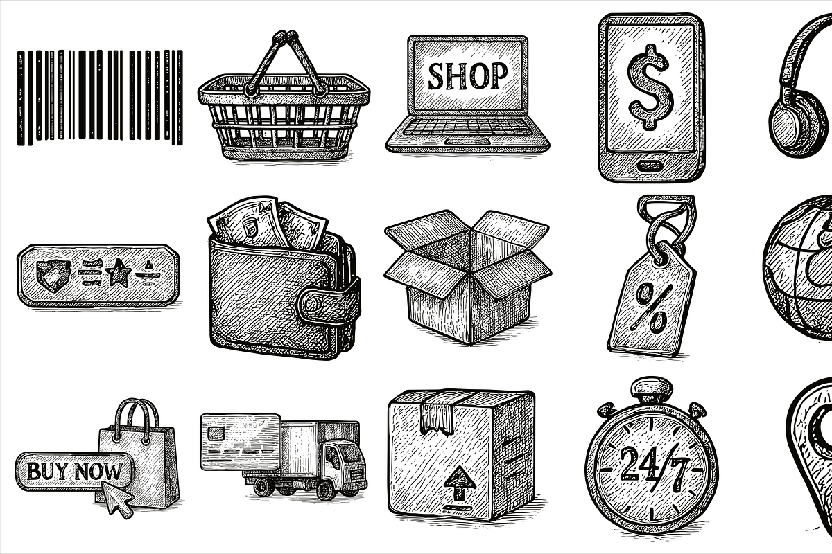 E-commerce Icon Set, an Object Graphic by nikagraphic