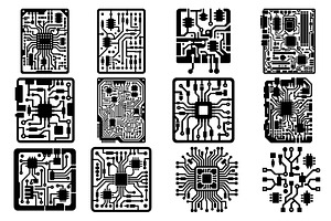Circuit Board Technology Icon Bundle, a Technology Illustration by balal