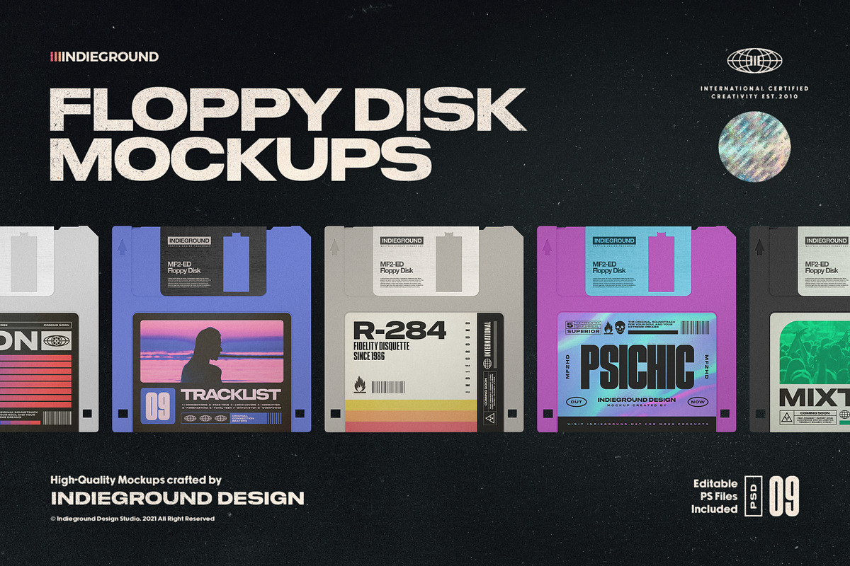 Floppy Disk Mockups, a Product Mockup by Indieground Design Inc. (Photo 1 of 5)