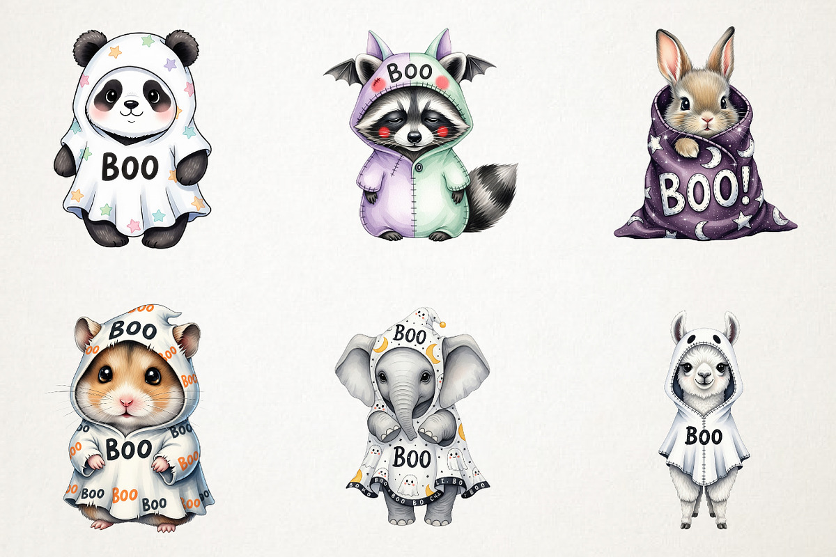 Halloween Cute Boo Animals Clipart, an Animal Illustration by RobertsArt (Photo 5 of 7)