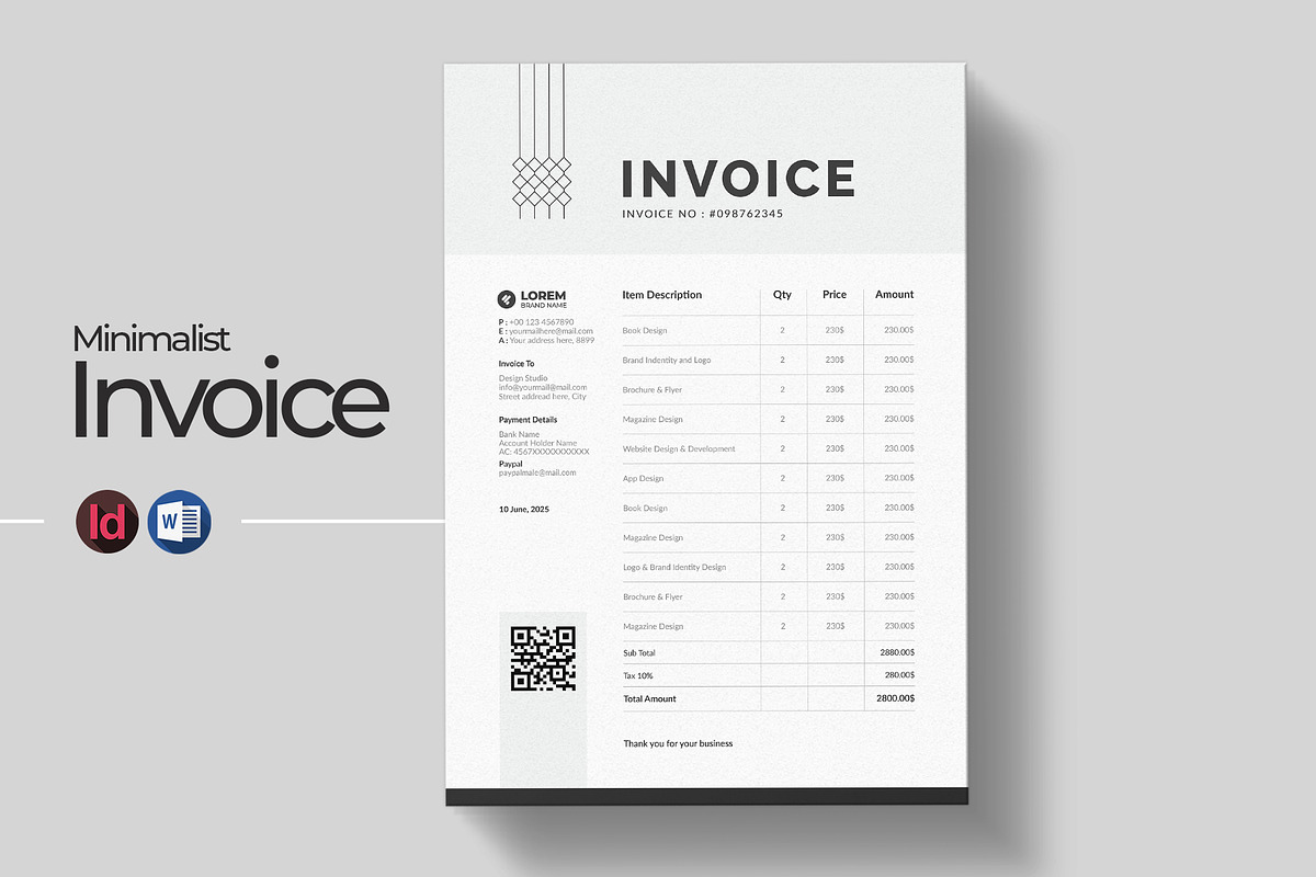 Invoice Template Word, a Stationery Template by HiveArts (Photo 1 of 2)