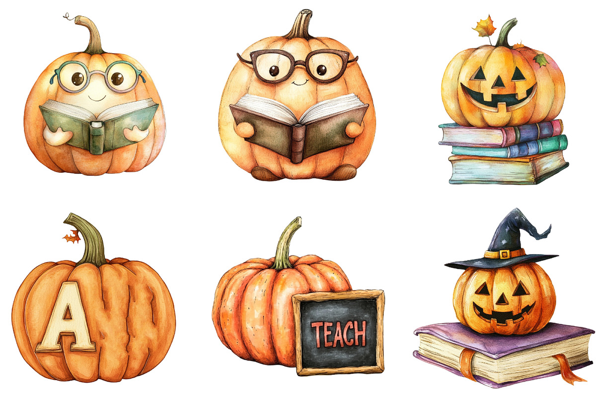 Fall Halloween Book Pumpkin Teache, an Illustration by DreamArtGraphic (Photo 2 of 5)