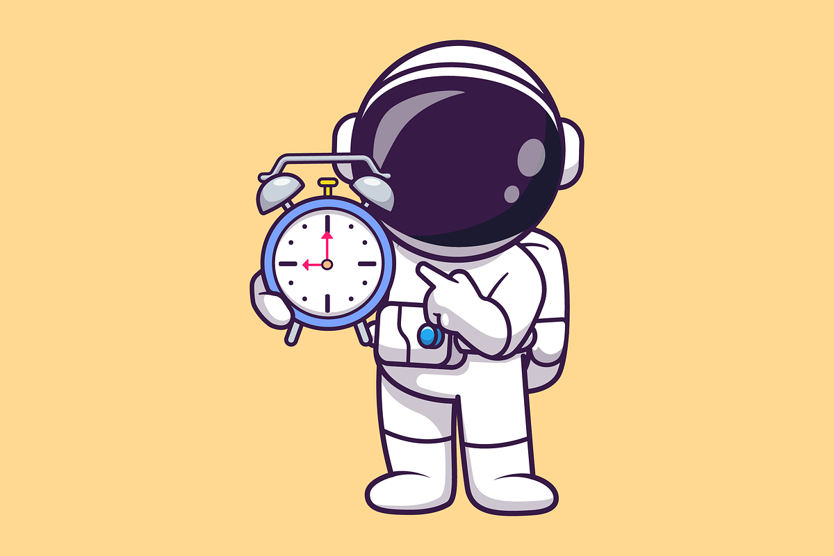 Cute Astronaut Holding Alarm Clock, a Technology Illustration by Catalyst Labs (Photo 3 of 3)
