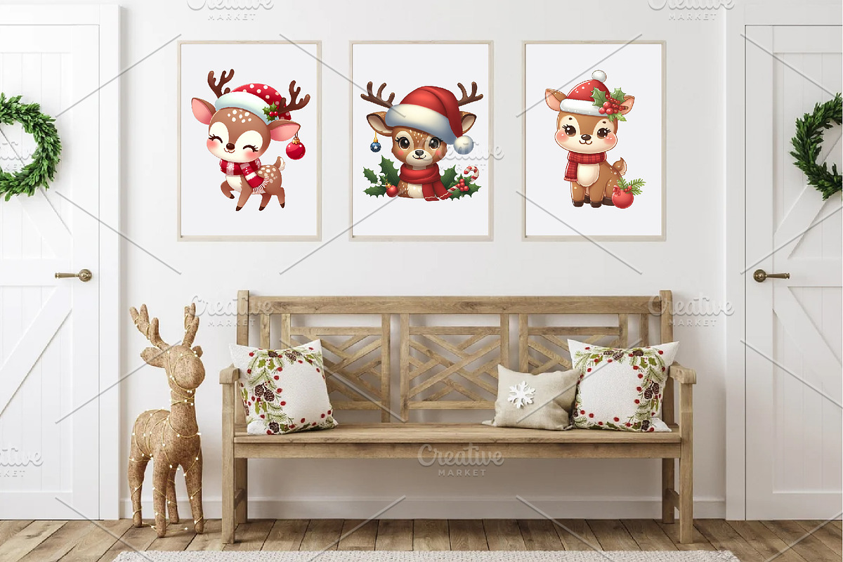 Christmas Deer. T-Shirt, PNG., an Animal Illustration by KENO Mascots (Photo 6 of 8)