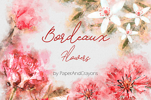 Red Watercolor Flower Set