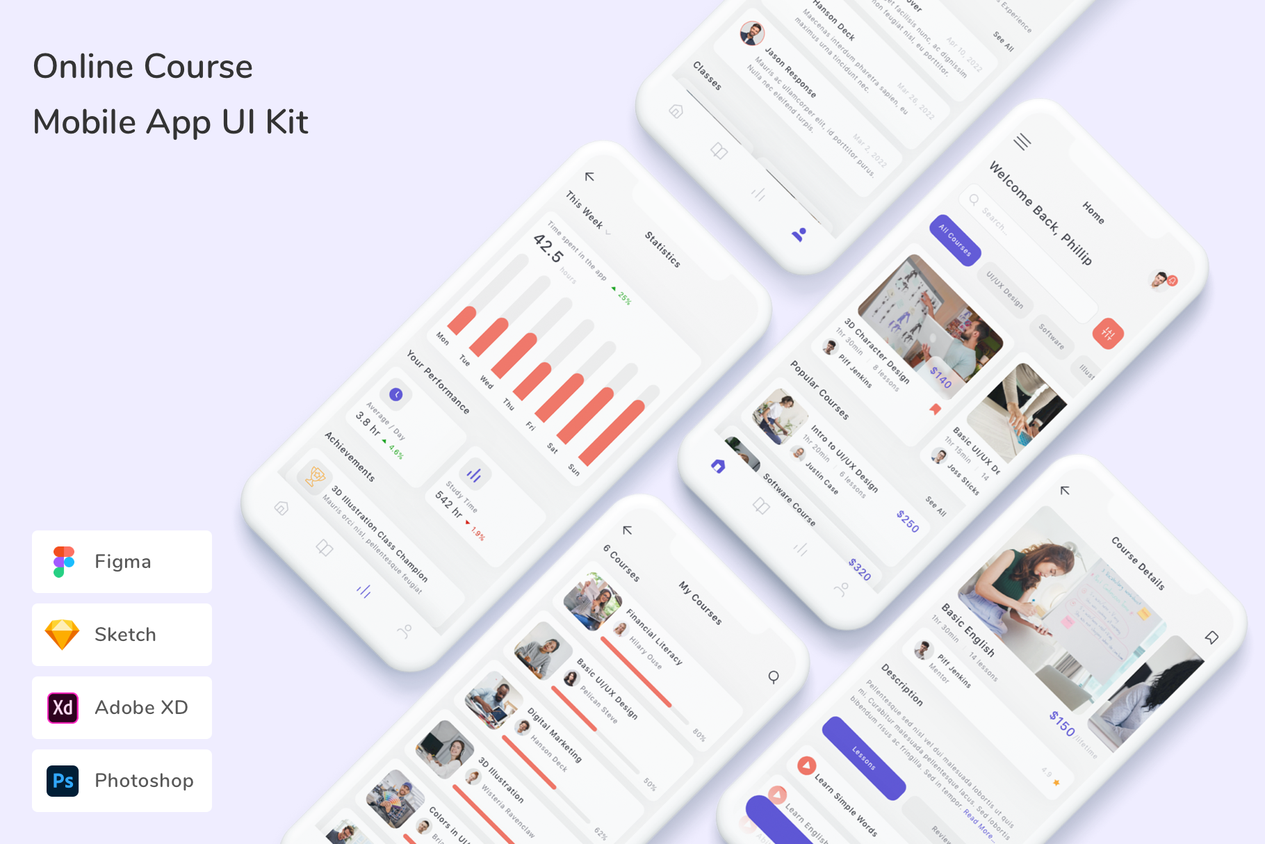 Online Course Mobile App UI Kit, an UI Kit Template by Betush