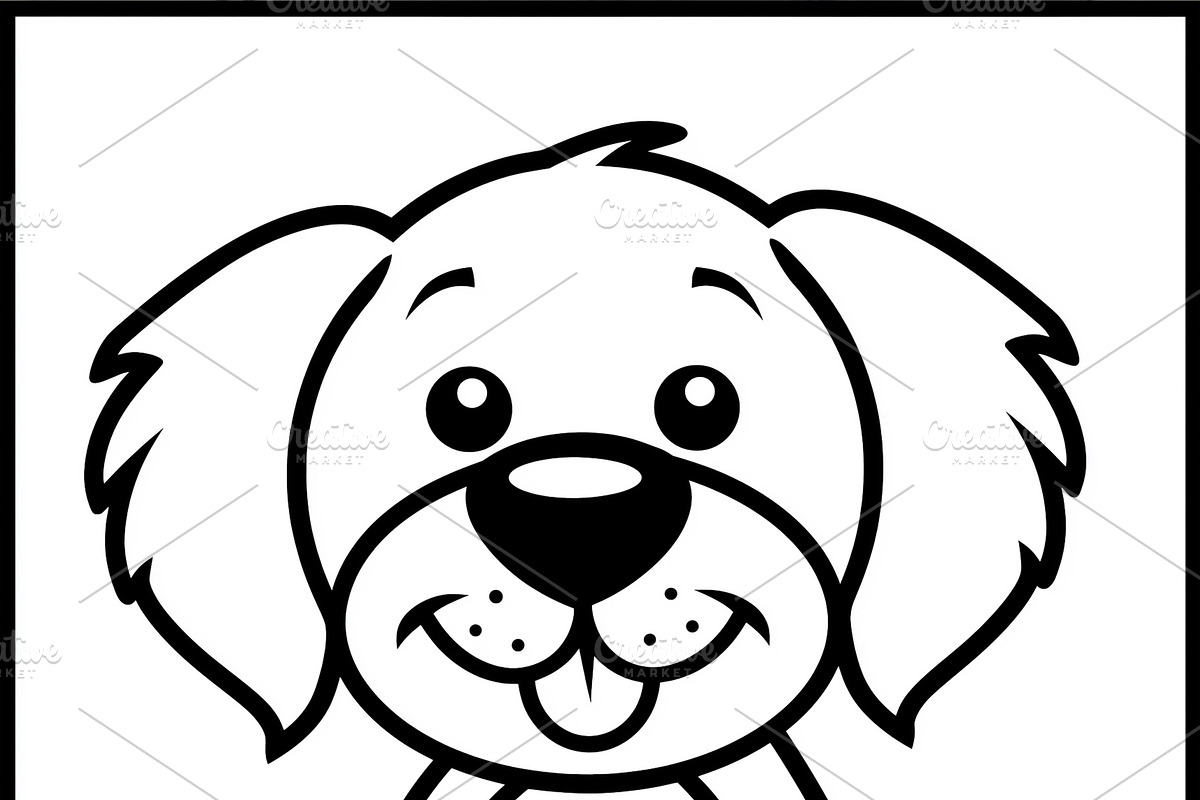 Cute puppy dog cartoon illustration sitting on white background, an Illustration by Studio ANNA