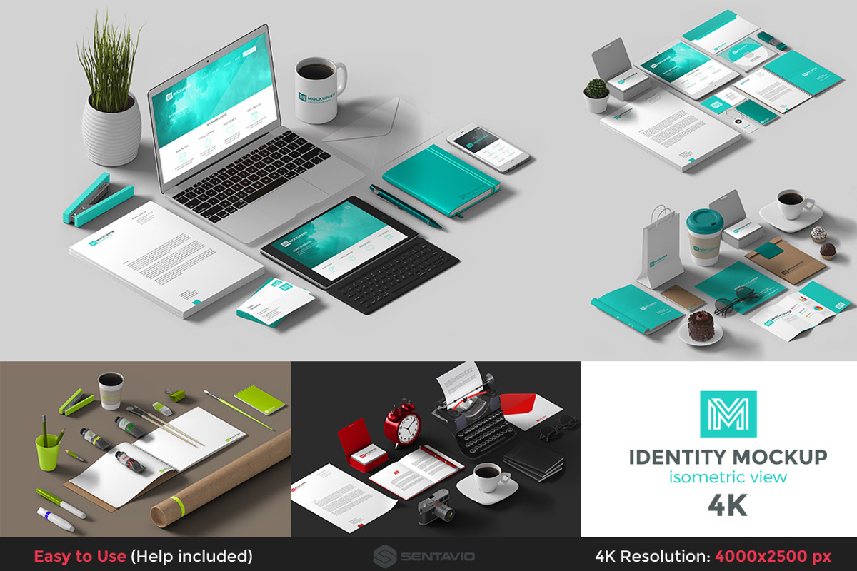 Identity Mockup Isometric view 4K, a Cups & Container Mockup by Sentavio (Photo 1 of 7)