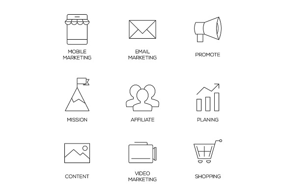 Business Marketing Outline Icons