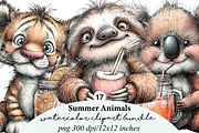 summer animals clipart, an Illustration by GatewayDesign (Thumbnail 1 of 6)