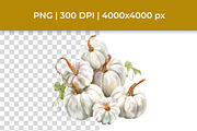 Gold & White Elegant Pumpkin Clipart, a Seasonal Illustration by InkyQueenArt (Thumbnail 2 of 5)