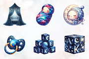 Celestial Midnight Blue Baby Nursery, a Seasonal Illustration by RobertsArt (Thumbnail 3 of 8)
